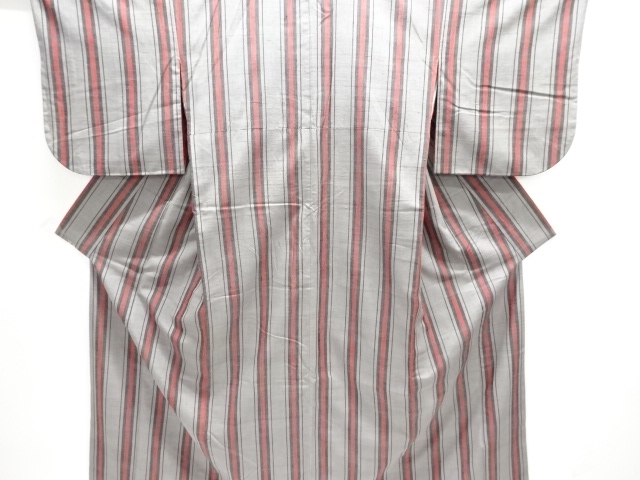 縞織り出し手織り紬着物